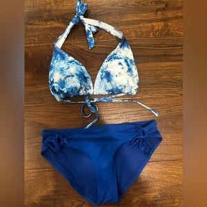 JCPenney Blue and White Tie-Dye Bikini